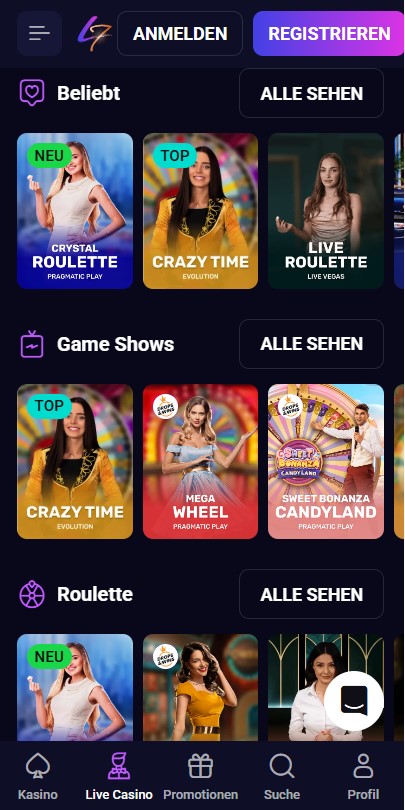 Lucky7even Spiele und Slots